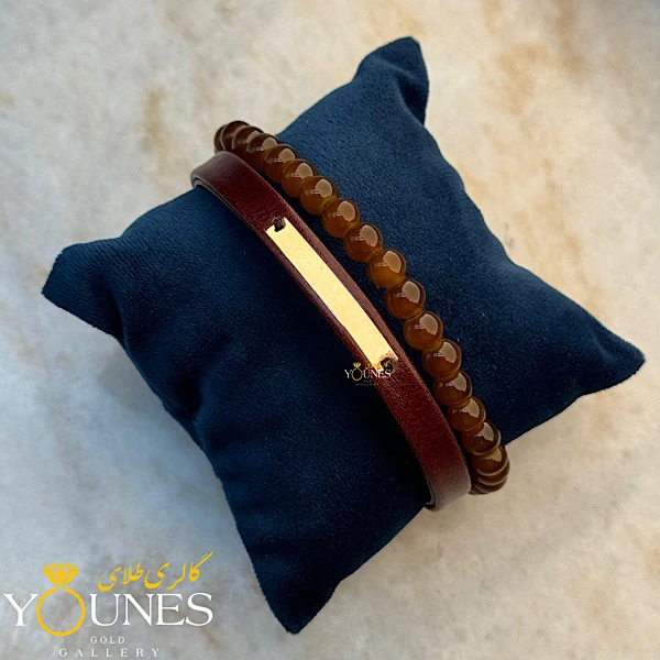 تصویر دوم دستبند چرم زنانه طلا لیزری L221